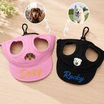 Personalized Dog Photo Adjustable 100% Cotton Dog Sun Hat with Embroidered Name and Ear Hole Pet Daily Wear Birthday Gift for Dog Owners Lovers