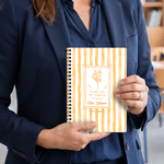 Personalized Birth Flower Multicolour Stripe Spiral A5 Notebook with Title Surname and Text Back to School Teacher's Day Gift for Teacher Educator