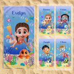 Personalized Cute 3D Diving Kid Sea Animal Quick Dry Soft Oversized Beach Towel with Name Summer Vacation Beach Party Birthday Gift for Boys Girls