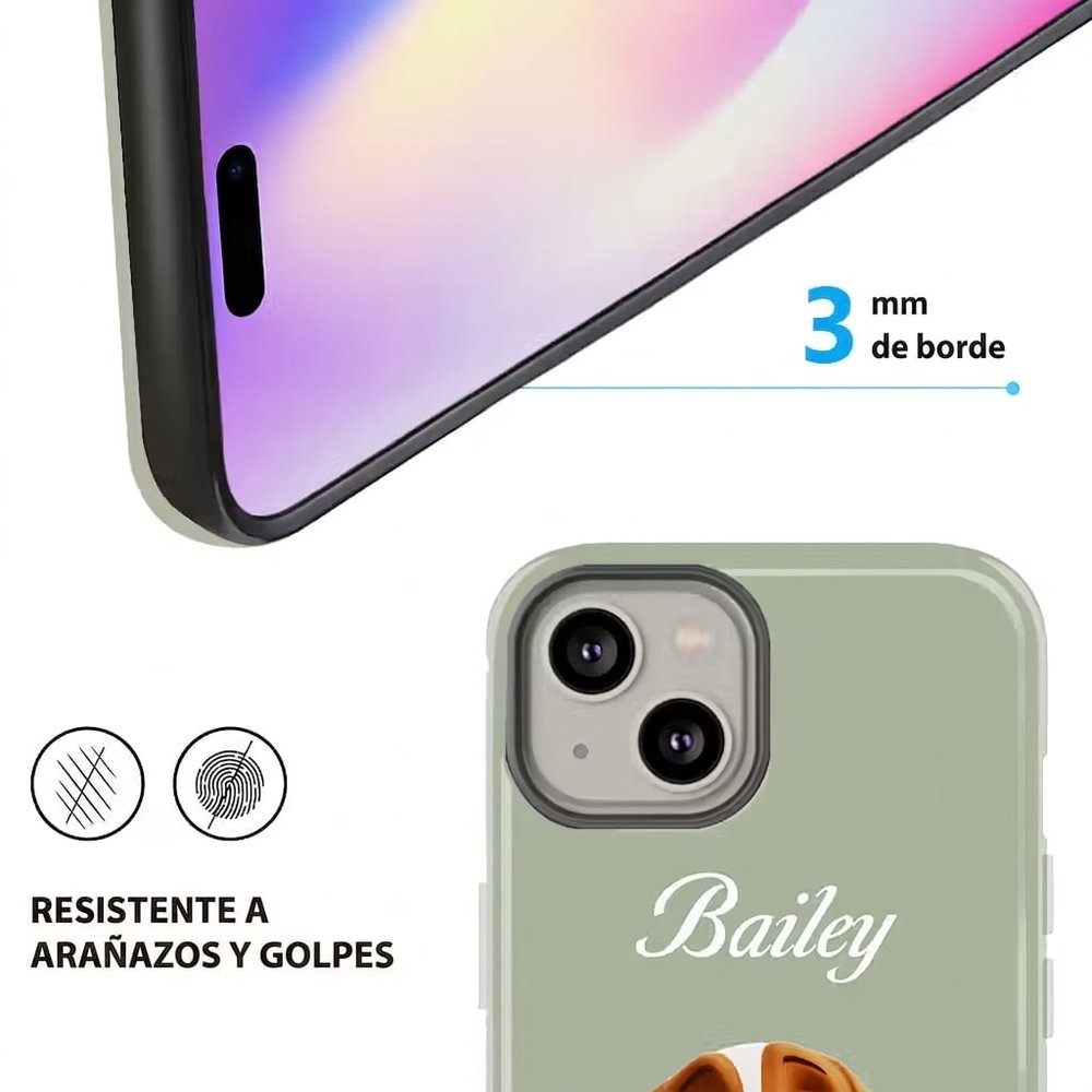 Funda personalizada para iPhone o Samsung con 1 a 3 perros en estilo 3D y nombre regalo de cumpleaños o aniversario para amantes de los perros 9