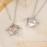 Personalised Sea Turtle 1-2 Heart Photos Necklace with Engraved Text Dainty Jewellery Anniversary Birthday Gift for Woman Ocean Lover