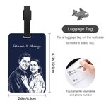Personalised Illustration Style Photo Luggage Tag with Name Daily Use Travel Accessories Birthday Gift for Travel Lovers