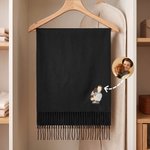 Personalized Multicolour Embroidered Sketch Style Photo Soft Tassel Warm Scarf with Text Wedding Birthday Gift for Couple Friends