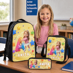 Personalized 3D-Style Character Artwork Cartoon Photo Backpack Lunch Bag Pencil Case with Name Back to School Birthday Gift for Girls Boys