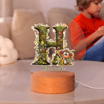 Personalized Jungle Animal Initial Acrylic Night Light with Name Bedroom Decor Baby Shower Gift for Babies Toddlers