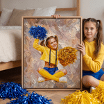 Personalized Oil Painting Cheerleader Canvas Print with Photo and Name Wall Decor Ship from USA Housewarming Gift for Cheerleader