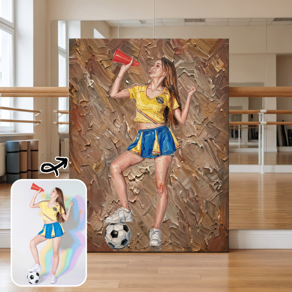 Personalized Oil Painting Cheerleader Canvas Print with Photo and Name Wall Decor Ship from USA Housewarming Gift for Cheerleader