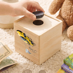 Personalized Watercolor Race Car Police Car Excavator Wooden Money Box Piggy Bank with Name Birthday Anniversary Gift for Kids