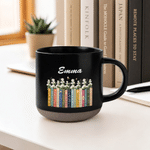 Personalisierte, beidseitig bedruckte Keramiktasse im Vintage-Stil mit Geburtsblumen und Namen – für den täglichen Gebrauch, als Geburtstagsgeschenk oder für Buchclubs – das perfekte Geschenk für Buch