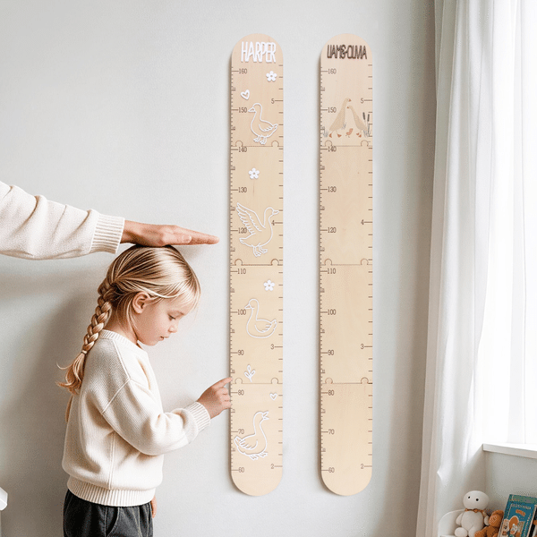 Personalised Cute Goose Baby Growth Chart Ruler with Name Nursery Baby Room Decor Birthday Gift for Baby Kid