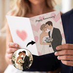 Personalized Hand-Drawn Style Photo Greeting Card with Envelope Title and Text Wedding Anniversary Valentine's Day Birthday Gift for Couple Family