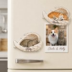 Personalized Pet Photo Wing Shape Fridge Magnet with Name Home Decoration Daily Use Birthday Memorial Sympathy Gift for Pet Lovers Pet Owners