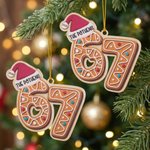 Personalized Six Seven Gingerbread Wooden Christmas Ornament with Name and Year Tree Decor Christmas Gift for Teens and Kids