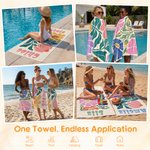 Personalized Multicolour Floral Quick Dry Oversized Beach Towel with Name Travel Essentials Birthday Summer Vacation Party Gift for Women