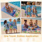 Personalized Cute 3D Diving Kid Sea Animal Quick Dry Soft Oversized Beach Towel with Name Summer Vacation Beach Party Birthday Gift for Boys Girls