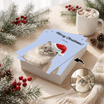 Personalized Multicolor Christmas Hat Pet Portrait Photo Greeting Card with Text New Year Christmas Gift for Family Pet Owners
