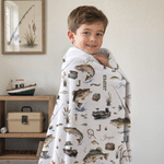 Personalized Gone Fishing Themed Soft Throw Blanket with Initial and Name Home Decor Birthday Baby Shower Gift for Newborns New Parents