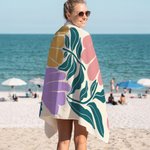 Personalized Multicolour Floral Quick Dry Oversized Beach Towel with Name Travel Essentials Birthday Summer Vacation Party Gift for Women
