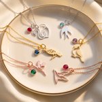 Personalized Birthstone Necklace with Bird Pendant Dainty Jewellery Birthday Anniversary Gift for Bird Enthusiasts Women