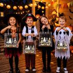 Personalised Black Cat Pumpkin Ghost Halloween-Themed Clear Gift Bag with Name Trick or Treat Halloween Party for Kids Boys Girls
