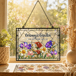 Personalized Birth Flower Grandma's Garden Acrylic Sun Catcher Ornament with Nickname and Name Window Decoration Birthday Gift for Mom Grandma