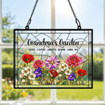 Personalized Birth Flower Grandma's Garden Acrylic Sun Catcher Ornament with Nickname and Name Window Decoration Birthday Gift for Mom Grandma