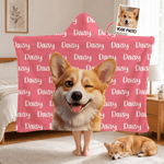 Personalized Multicolor Cute Pet Photo Soft Hooded Blanket with Name Home Decor Birthday Gift for Pet Owners Lovers Friends Family