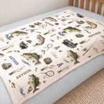 Personalized Gone Fishing Themed Soft Throw Blanket with Initial and Name Home Decor Birthday Baby Shower Gift for Newborns New Parents