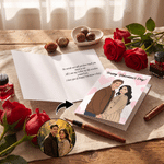Personalized Hand-Drawn Style Photo Greeting Card with Envelope Title and Text Wedding Anniversary Valentine's Day Birthday Gift for Couple Family