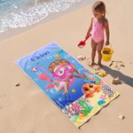 Personalized Cute 3D Diving Kid Sea Animal Quick Dry Soft Oversized Beach Towel with Name Summer Vacation Beach Party Birthday Gift for Boys Girls
