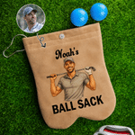 Personalized 3D-Style Character Artwork Photo Golf Ball Bag Sack with Name and Golf Ball Golf Field Birthday Anniversary Gift for Golf Lover