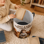 Personalized 3D-Effect Artwork Reading Character Photo Waterproof Laundry Storage Basket with Handle and Name Housewarming Birthday Gift for Women