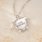 Personalised Sea Turtle 1-2 Heart Photos Necklace with Engraved Text Dainty Jewellery Anniversary Birthday Gift for Woman Ocean Lover
