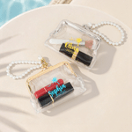 Personalized Beach Theme Coconut Tree Transparent Coin Handbag with Text and Faux Pearl Chain Summer Vacation Beach Party Birthday Gift for Women