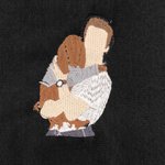 Personalized Multicolour Embroidered Sketch Style Photo Soft Tassel Warm Scarf with Text Wedding Birthday Gift for Couple Friends