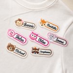 Personalized Embroidered Cartoon Animal 100% Cotton Name Patch Clothing Bag Decor Set of 2 Back to School Birthday Gift for Kids
