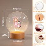 Personalised Cute Animal Cartoon Style Kid Photo Acrylic LED Night Light with Name and Wooden Base Nursery Decor Christmas Birthday Gift for Kids