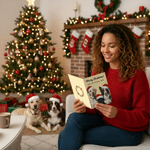 Personalized Multicolor Christmas Hat Pet Portrait Photo Greeting Card with Text New Year Christmas Gift for Family Pet Owners