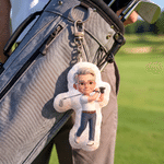Personalised 3D-Effect Artwork Cartoon Character Photo Plush Bag Charm Keyring Daily Use Birthday Gift for Golf Lover Golf Dad