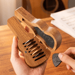 Personalised Monogram Letter Pattern Wooden Guitar Pick Holder Case with Name and 7 Pcs Picks Music Accessories Birthday Gift for Guitar Player