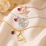 Personalized Birthstone Necklace with Bird Pendant Dainty Jewellery Birthday Anniversary Gift for Bird Enthusiasts Women