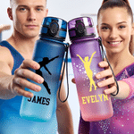 Personalized Multicolor Gymnast Silhouette Sports Water Bottle with Flip Lid and Name Daily Training Use Birthday Gift for Gymnasts Athletes