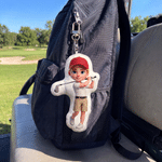 Personalised 3D-Effect Artwork Cartoon Character Photo Plush Bag Charm Keyring Daily Use Birthday Gift for Golf Lover Golf Dad
