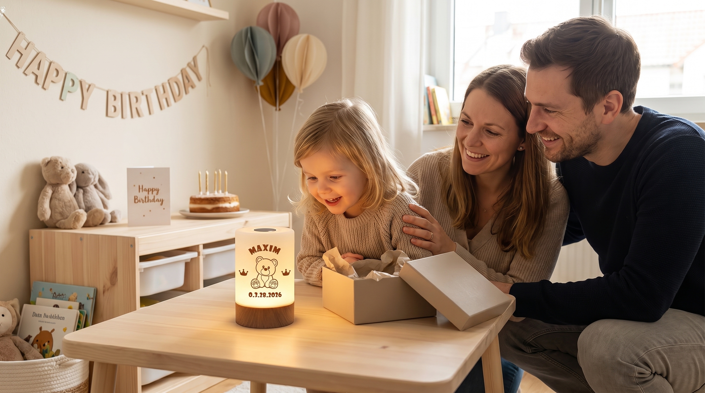 Personalisiertes Nachtlicht als Geschenk zum Geburtstag