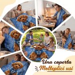 Coperta da divano personalizzata, con foto di animale in stile pittura a olio e nome - Regalo per la casa e padroni di animali