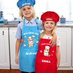 Gepersonaliseerde verstelbare kinderschort- en koksmutset met dierenthema zak naam en titel - schoolcadeau of verjaardagscadeau voor bakliefhebbers