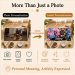 Personalized Graffiti Oil Painting Style Crown Pet Photo Pet Feeding Mat with Name Home Decor Pet Supplies Birthday Gift for Pet Owners Lovers
