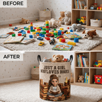 Personalized 3D-Effect Artwork Reading Character Photo Waterproof Laundry Storage Basket with Handle and Name Housewarming Birthday Gift for Women