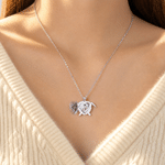 Personalised Sea Turtle 1-2 Heart Photos Necklace with Engraved Text Dainty Jewellery Anniversary Birthday Gift for Woman Ocean Lover