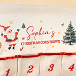 Personalized Santa Claus Christmas Countdown 24 Pockets Advent Calendar with Name Home Decor Christmas Gift for Friends Family